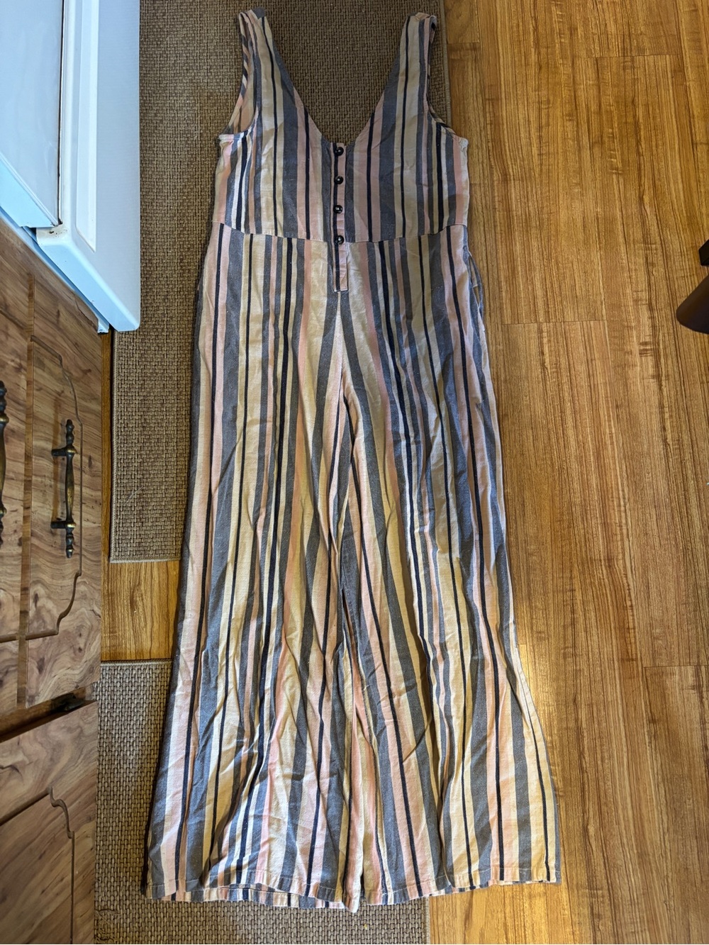 Urban Outfitters Striped Wide-Leg Jumpsuit in Pink, Blue, Beige